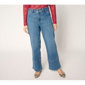 Adidas Women's Pants Sz 8 Indigo Full Length Wide Leg Jeans Blue